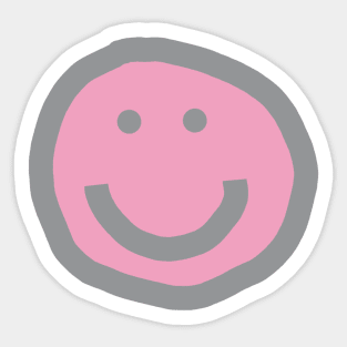 Prism Pink Round Happy Face with Smile Sticker